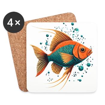 Unique Fish illustration - Coasters (set of 4) - white - Front