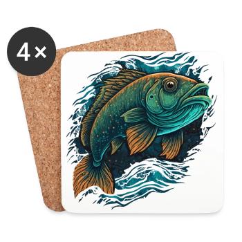 Fisch - Untersetzer (4er-Set) - Weiß - Vorne