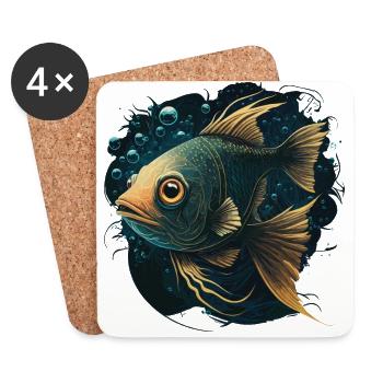 Niedlicher Fisch - Untersetzer (4er-Set) - Weiß - Vorne