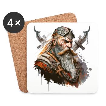 Wikinger Krieger - Untersetzer (4er-Set) - Weiß - Vorne