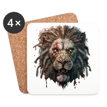 Zombie Lion: Terrible King of the Wild - Coasters (set of 4) - white - Front