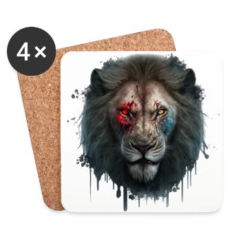 Zombie Lion: Terrible King of the Wild - Coasters (set of 4) - white - Front