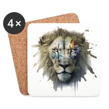 Lion mort-vivant : redoutable souverain de la savane - Dessous de verre (lot de 4) - blanc - Devant