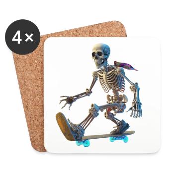 Skeleton Skateboarder - Coasters (set of 4) - white - Front