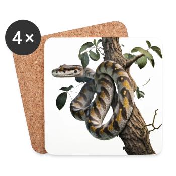 Python in the tree: A majestic animal - Coasters (set of 4) - white - Front
