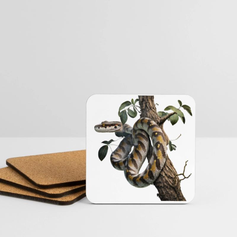 Python im Baum: Ein majestätisches Tier Untersetzer (4er-Set)