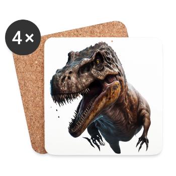 Les rêves de Dino deviennent réalité : le T-Rex - Dessous de verre (lot de 4) - blanc - Devant