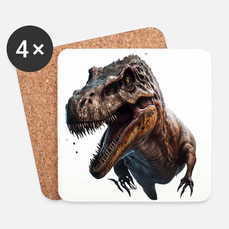 Dino-Träume wahr werden: Der T-Rex - Untersetzer (4er-Set) - Weiß