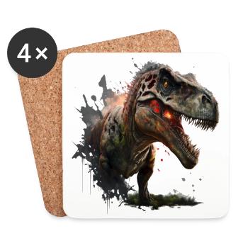 Un vrai Dino King : le T-Rex en action - Dessous de verre (lot de 4) - blanc - Devant
