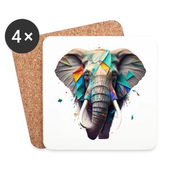 Eins mit der Natur - Elefant - Untersetzer (4er-Set) - Weiß - Vorne