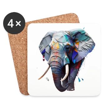 Sauvage et libre - éléphant - Dessous de verre (lot de 4) - blanc - Devant