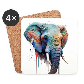Sauvage et libre - éléphant - Dessous de verre (lot de 4) - blanc - Devant