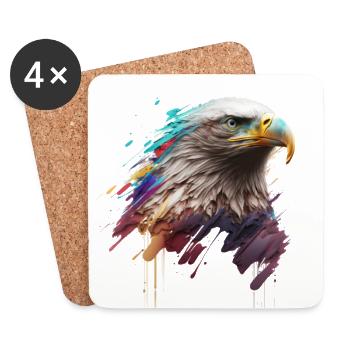 Adler in Farben: Ein künstlerisches Porträt - Untersetzer (4er-Set) - Weiß - Vorne