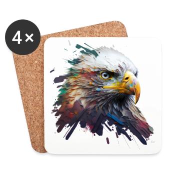 Liberté en couleur: Portrait d’aigle sur toile - Dessous de verre (lot de 4) - blanc - Devant