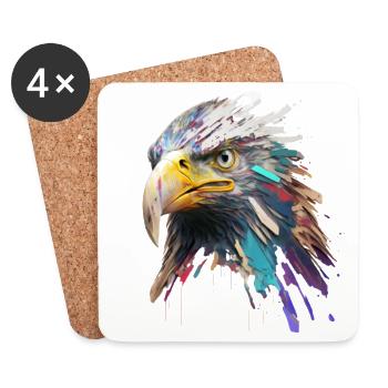 Eagle's Head: A Colorful Oil Painting - Coasters (set of 4) - white - Front