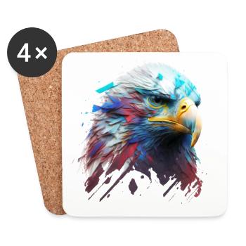 Eagle's Head: A Colorful Oil Painting - Coasters (set of 4) - white - Front