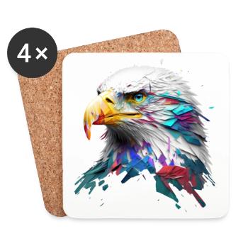 Mächtiger Adler: Ein modernes Ölbild - Untersetzer (4er-Set) - Weiß - Vorne
