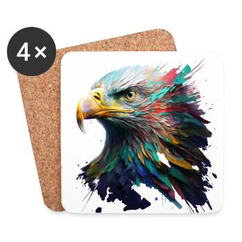 Un œil d’aigle : des peintures à l’huile aux couleurs vives - Dessous de verre (lot de 4) - blanc - Devant