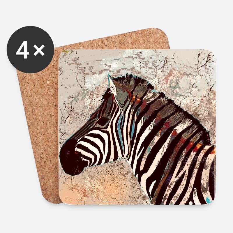 Zebrakopf - Untersetzer (4er-Set) - Weiß