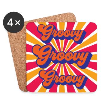 Groovy Groovy Groovy Retro design - Dessous de verre (lot de 4) - blanc - Devant