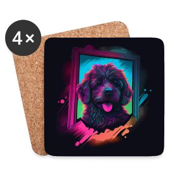 Rainbow Hund - Untersetzer (4er-Set) - Weiß - Vorne