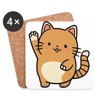 Kawaii dog design, for cuddly cats - Coasters (set of 4) - white - Front