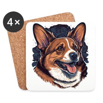 Fröhlicher brauner Corgi - Untersetzer (4er-Set) - Weiß - Vorne