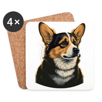 Verwirrte Blicke Corgi - Untersetzer (4er-Set) - Weiß - Vorne