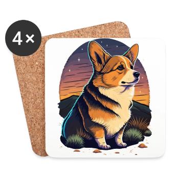 Corgi Outdoor - Dessous de verre (lot de 4) - blanc - Devant