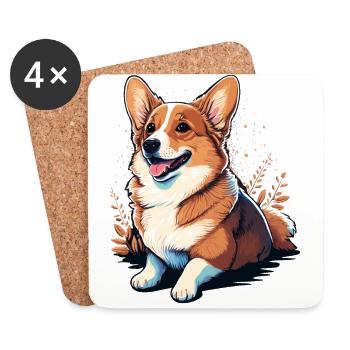 Adorable Looking Corgi - Coasters (set of 4) - white - Front