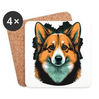 Shocked Corgi - Coasters (set of 4) - white - Front