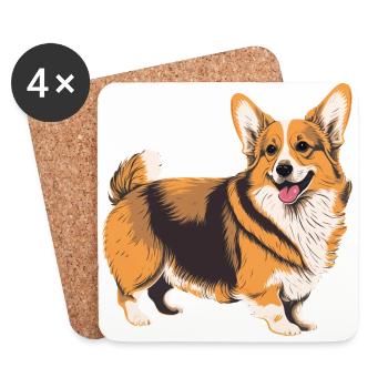 Bereit zum Spielen Corgi - Untersetzer (4er-Set) - Weiß - Vorne