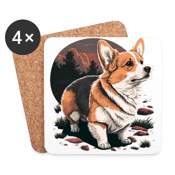 Trauriger Corgi im Freien - Untersetzer (4er-Set) - Weiß - Vorne