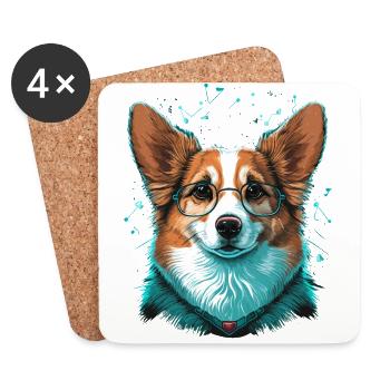 Smart Corgi - Coasters (set of 4) - white - Front