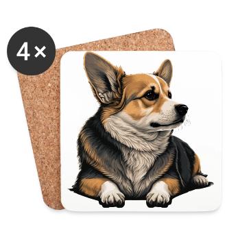 Entspannender Corgi - Untersetzer (4er-Set) - Weiß - Vorne