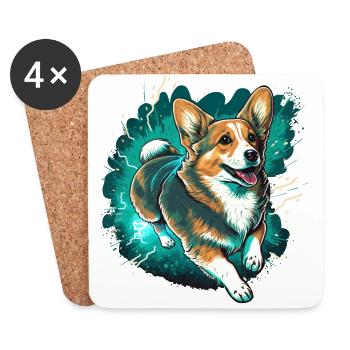 Running Corgi - Coasters (set of 4) - white - Front