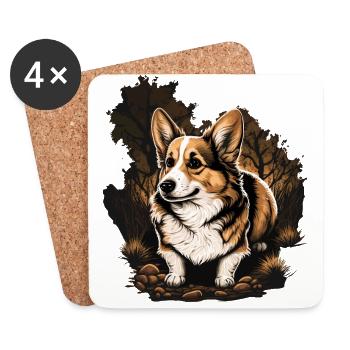 Dans les bois Corgi - Dessous de verre (lot de 4) - blanc - Devant