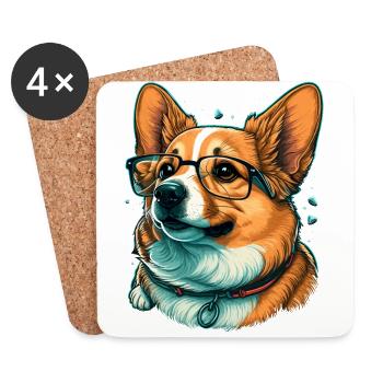Clever Looking Corgi - Coasters (set of 4) - white - Front