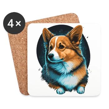 Fond brillant Corgi - Dessous de verre (lot de 4) - blanc - Devant