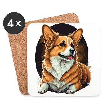 Elegant Looks Corgi - Coasters (set of 4) - white - Front