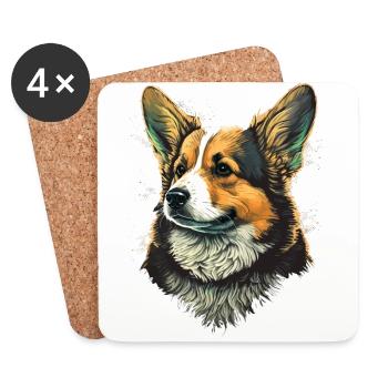 Officiel Post Corgi - Dessous de verre (lot de 4) - blanc - Devant
