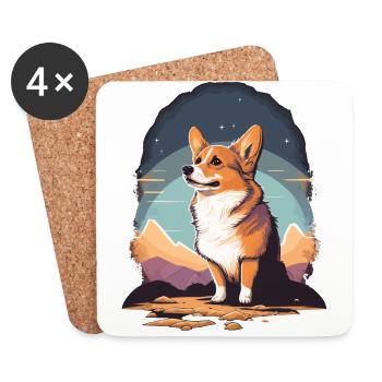 Vous vous demandez Corgi - Dessous de verre (lot de 4) - blanc - Devant