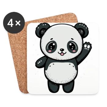 Kawaii Panda, to love - Coasters (set of 4) - white - Front