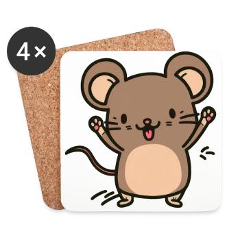 Kawaii mouse, for cute mice - Coasters (set of 4) - white - Front