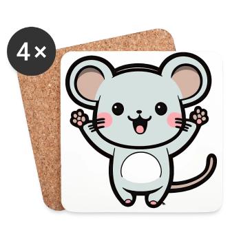 Kawaii mouse, for cute mice - Coasters (set of 4) - white - Front