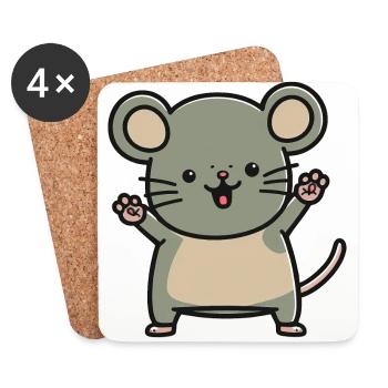 Kawaii mouse, for cute mice - Coasters (set of 4) - white - Front