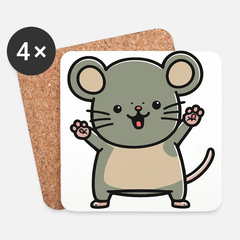 Kawaii Maus, für süße Mäuse - Untersetzer (4er-Set) - Weiß