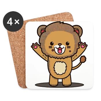 Kawaii Lion, pour les personnalités fortes - Dessous de verre (lot de 4) - blanc - Devant