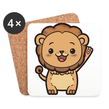 Kawaii Lion, pour les personnalités fortes - Dessous de verre (lot de 4) - blanc - Devant