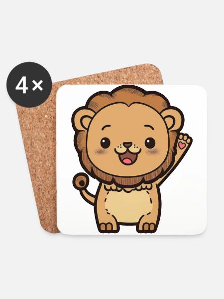 Kawaii Lion, for strong personalities - Coasters (set of 4) - white